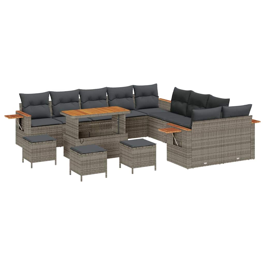 Havesofa Sæt med pude 18 pcs Grå polyrattan