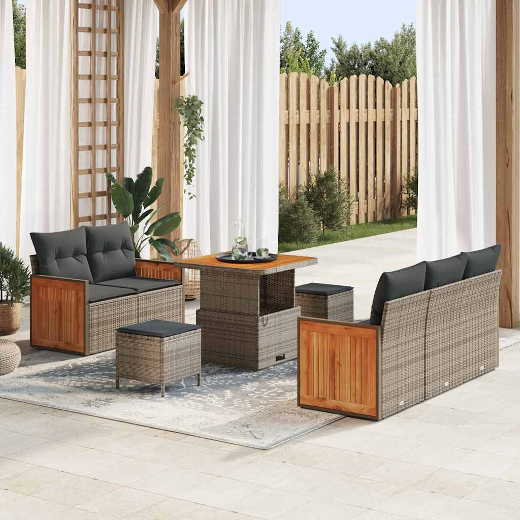 Havesofa Sæt med pude 10 pcs Grå polyrattan
