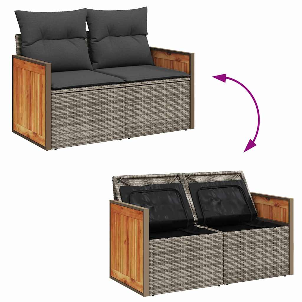 Havesofa Sæt med pude 11 pcs Grå polyrattan