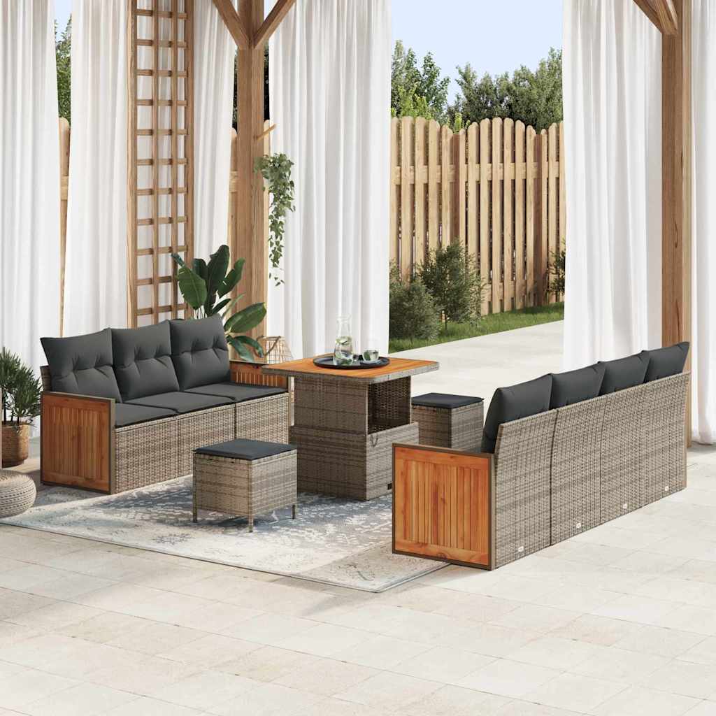 Havesofa Sæt med pude 13 pcs Grå polyrattan