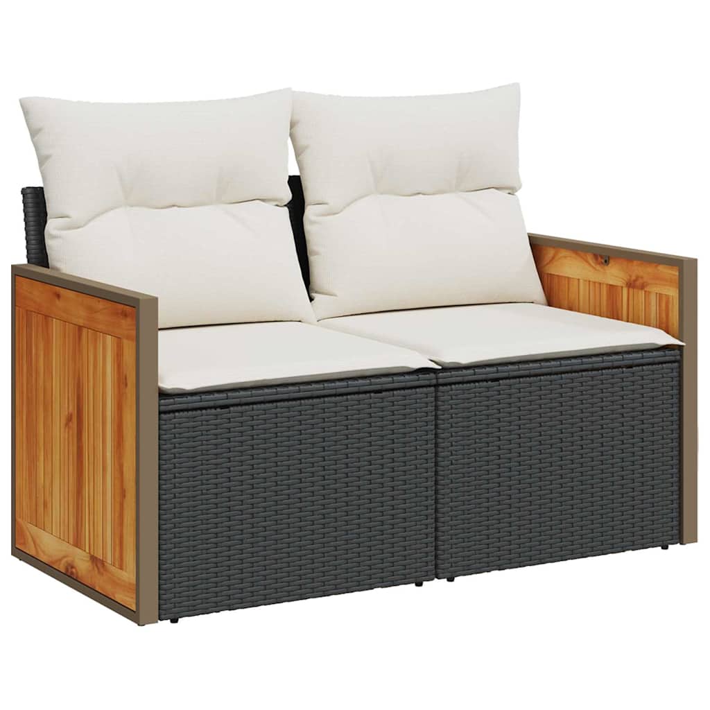 Havesofa Sæt med pude 13 pcs Sort og Cream polyrattan