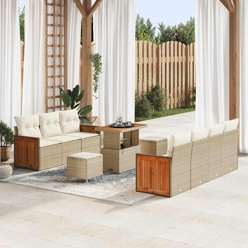 Havesofa Sæt med pude 13 pcs Beige og creme polyrattan