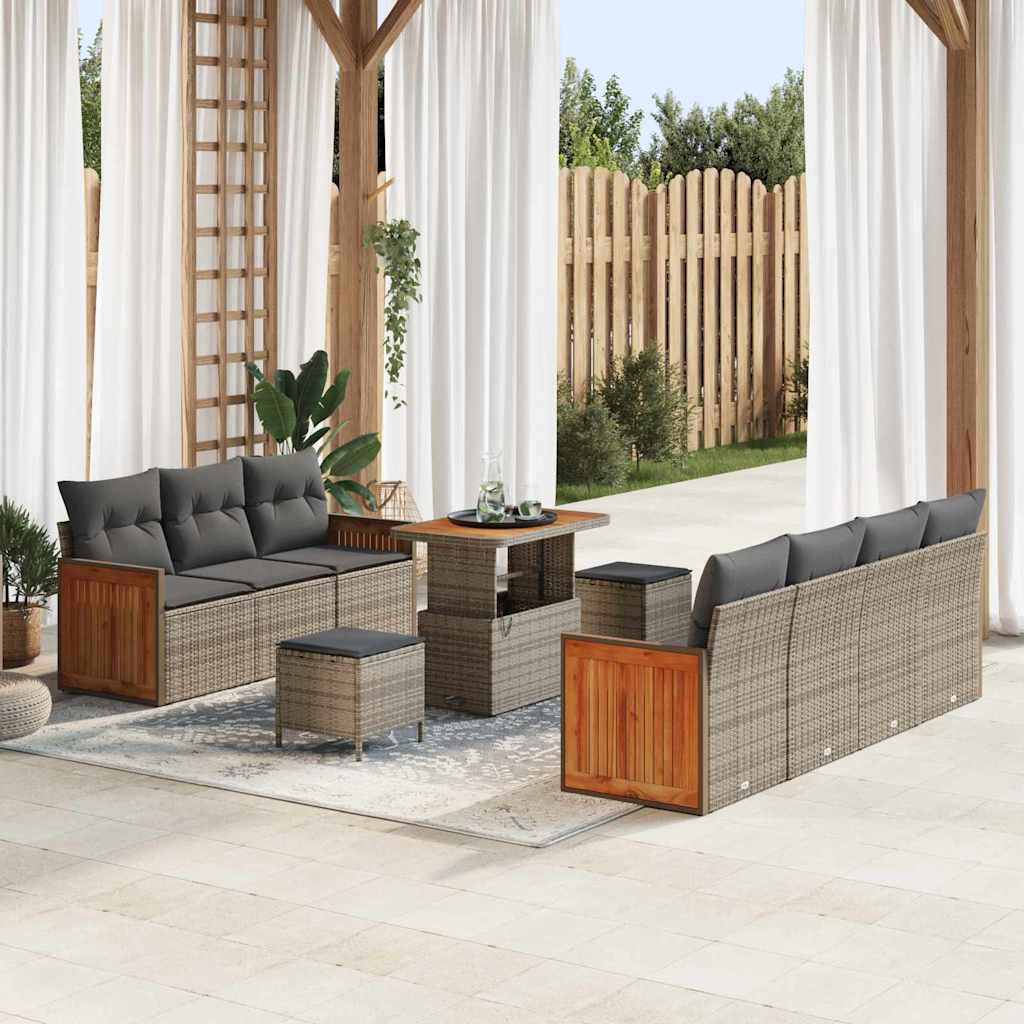 Havesofa Sæt med pude 13 pcs Grå polyrattan