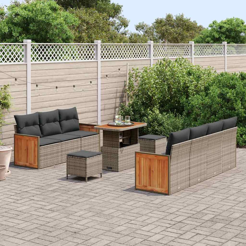 Havesofa Sæt med pude 13 pcs Grå polyrattan