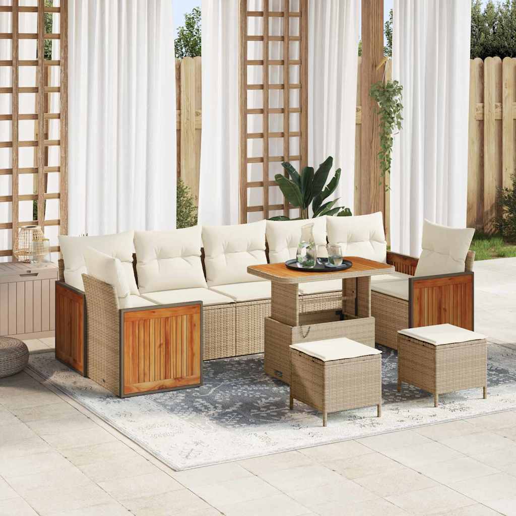 Havesofa Sæt 13 stk. 9-Antal sæder Beige og creme polyrattan