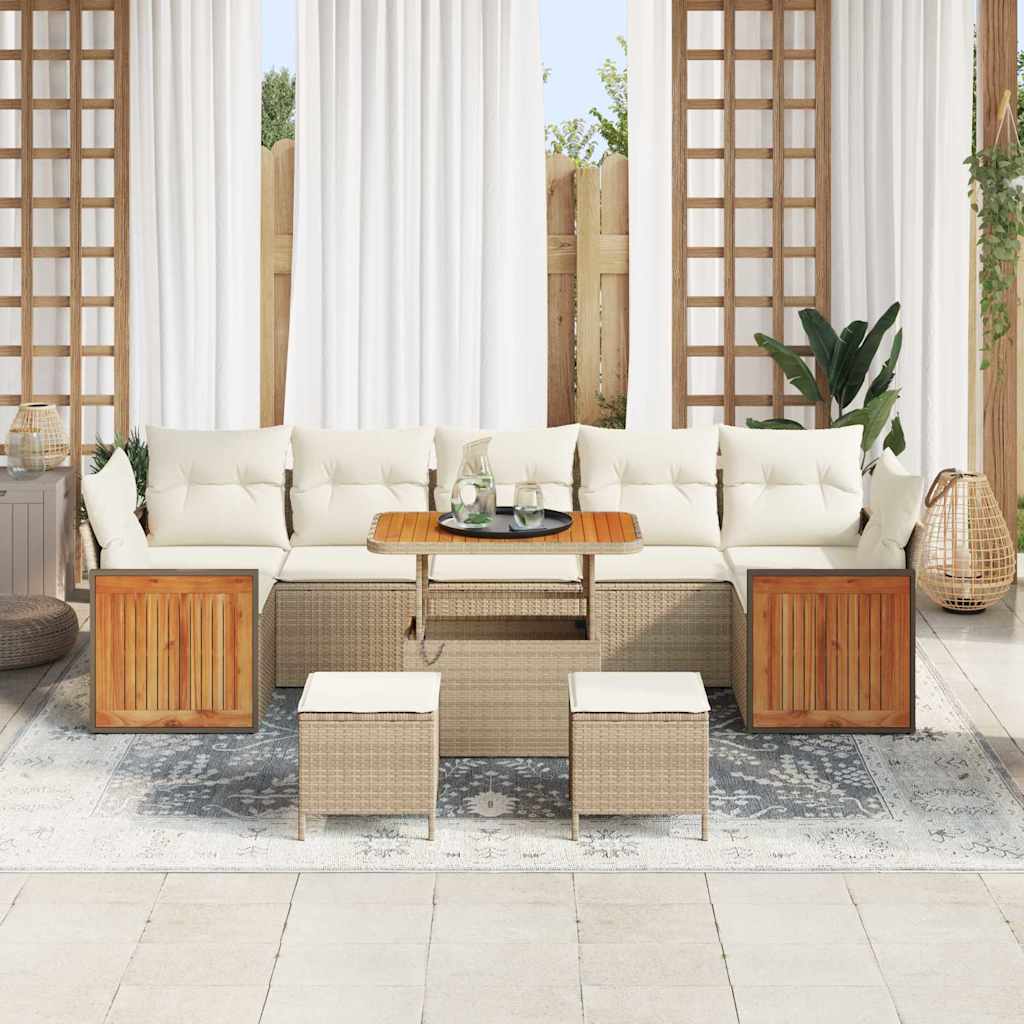 Havesofa Sæt 13 stk. 9-Antal sæder Beige og creme polyrattan