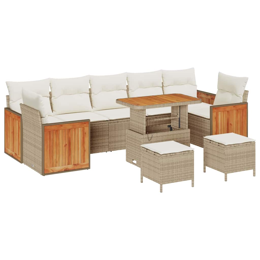 Havesofa Sæt 13 stk. 9-Antal sæder Beige og creme polyrattan