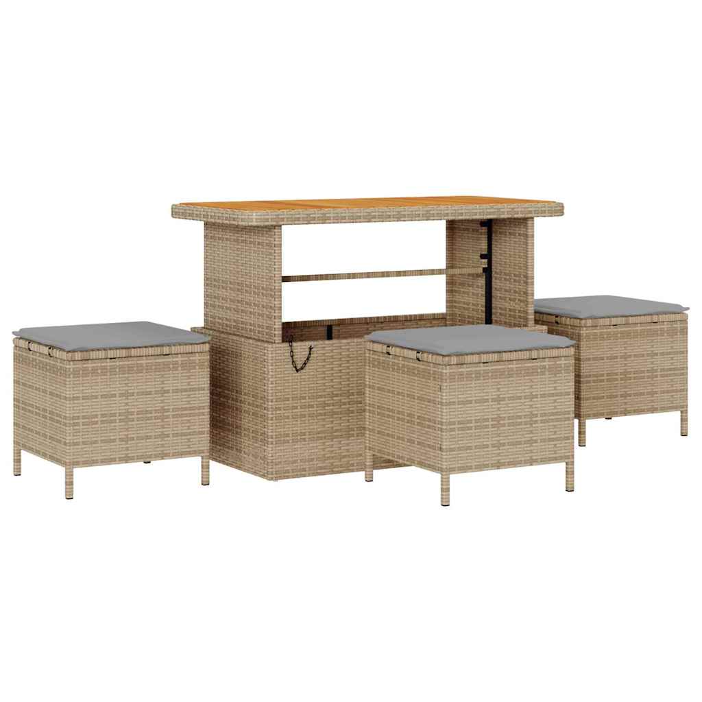 Havesofa Sæt 9 stk. 7-Antal sæder Beige og lys grå polyrattan