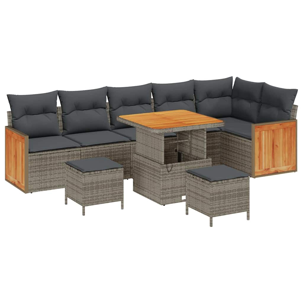 Havesofa Sæt med pude 11 pcs Grå polyrattan