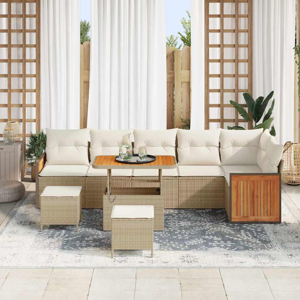 Havesofa Sæt med pude 11 pcs Beige og creme polyrattan