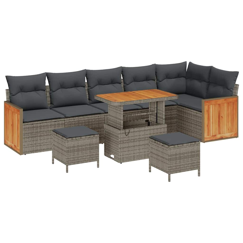 Havesofa Sæt med pude 11 pcs Grå polyrattan