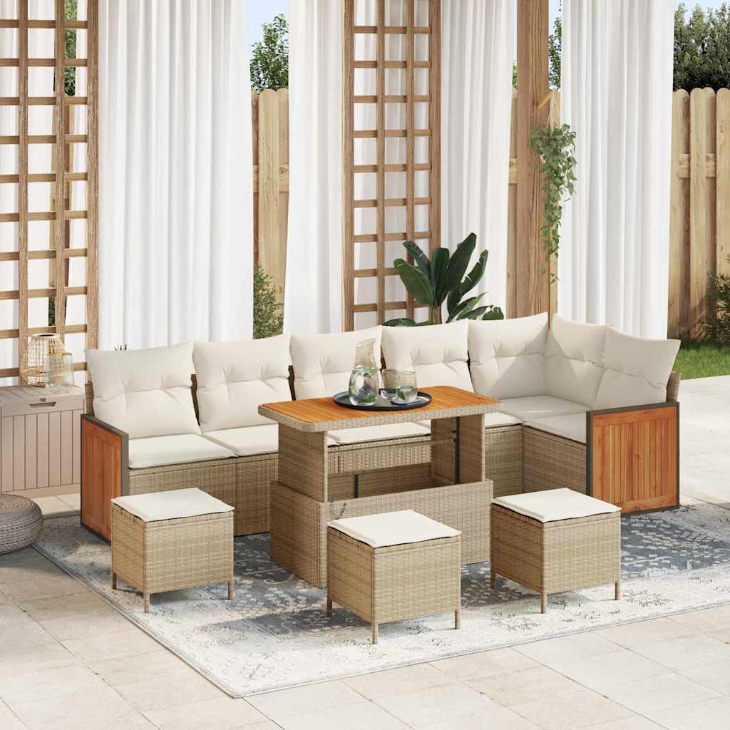 Havesofa Sæt 12 stk. 8-Antal sæder Beige og creme polyrattan
