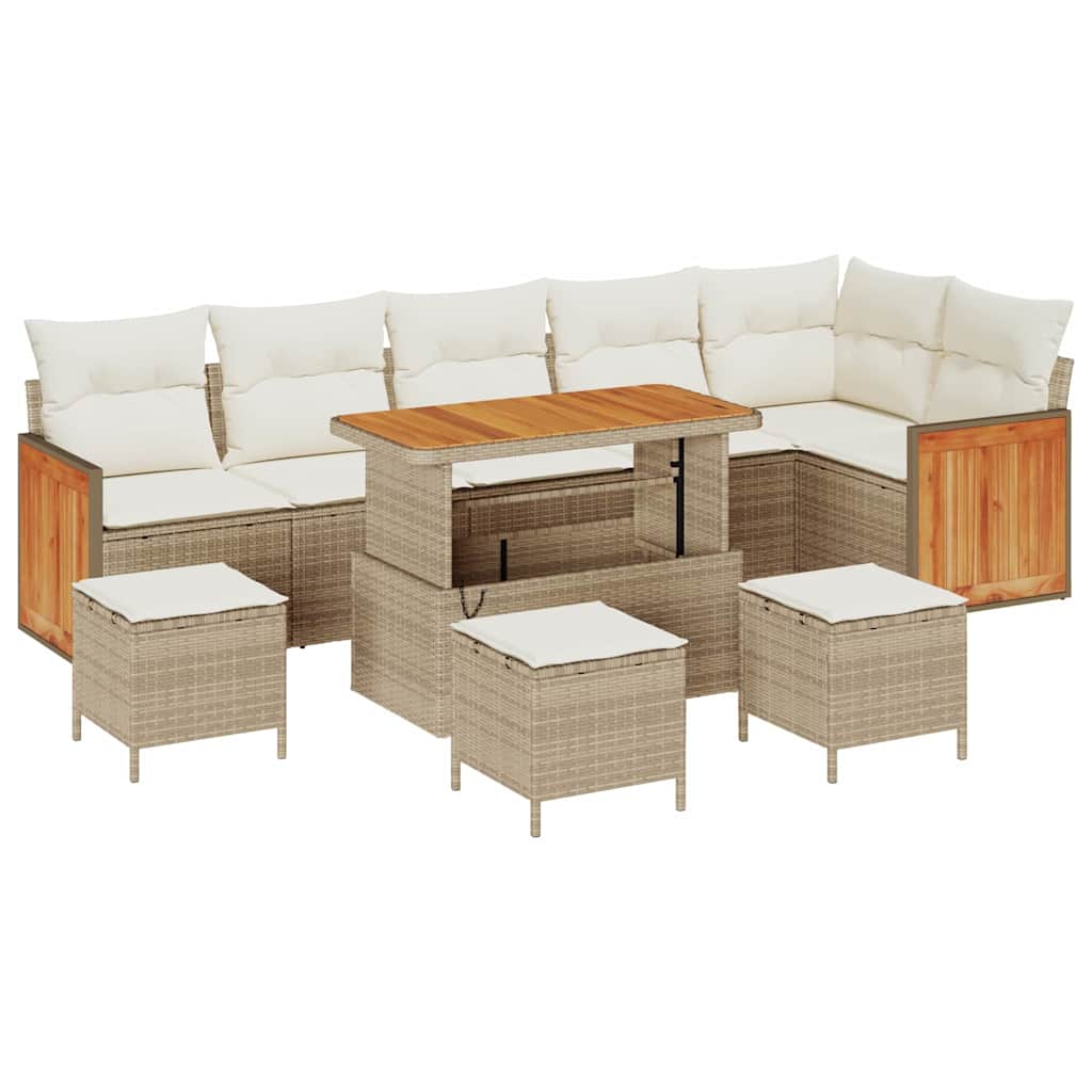 Havesofa Sæt med pude 12 pcs Beige og creme polyrattan