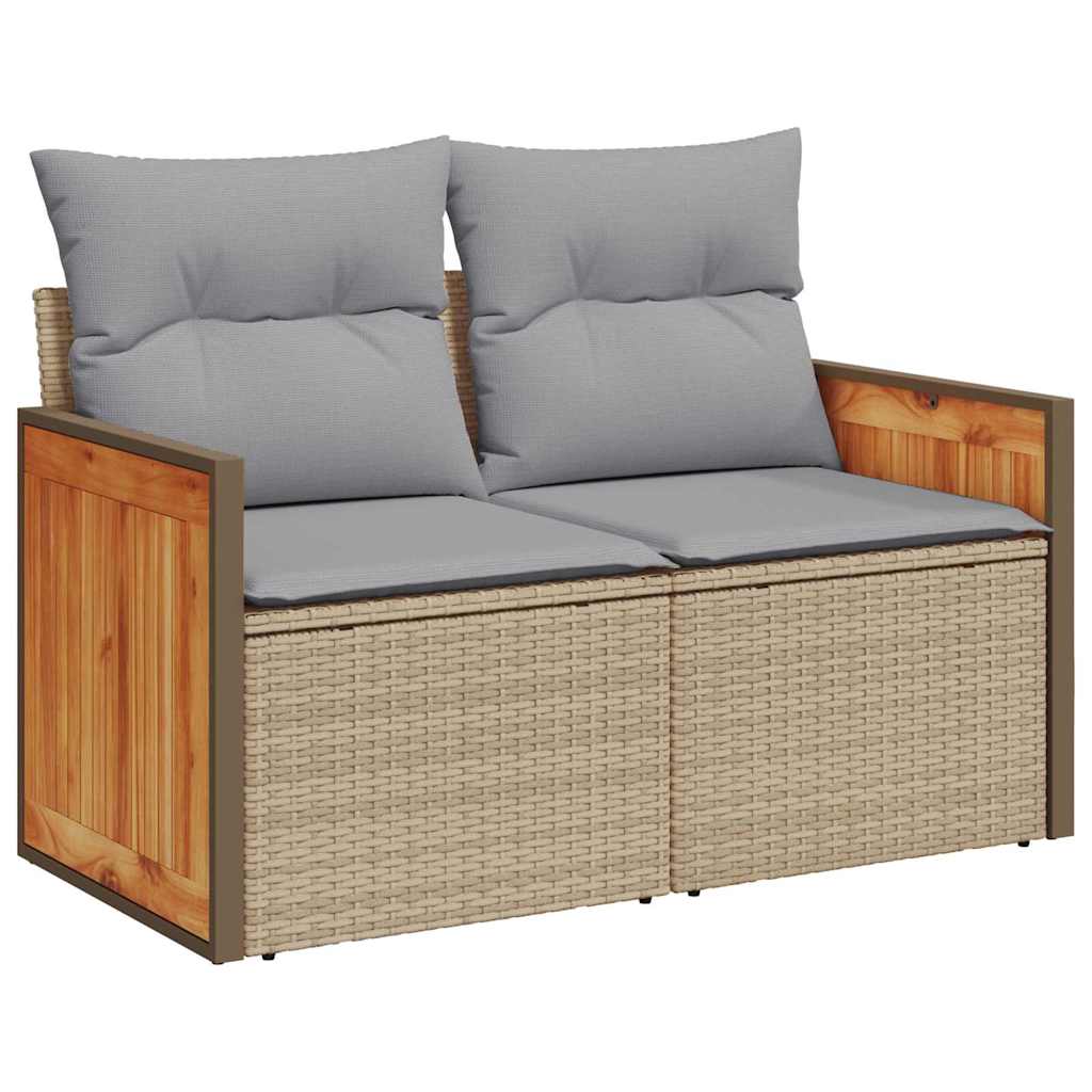 Havesofa Sæt med pude 14 pcs Beige og lys grå polyrattan