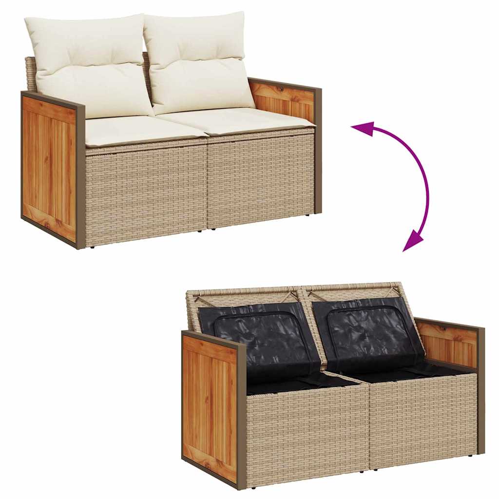 Havesofa Sæt med pude 17 pcs Beige og creme polyrattan