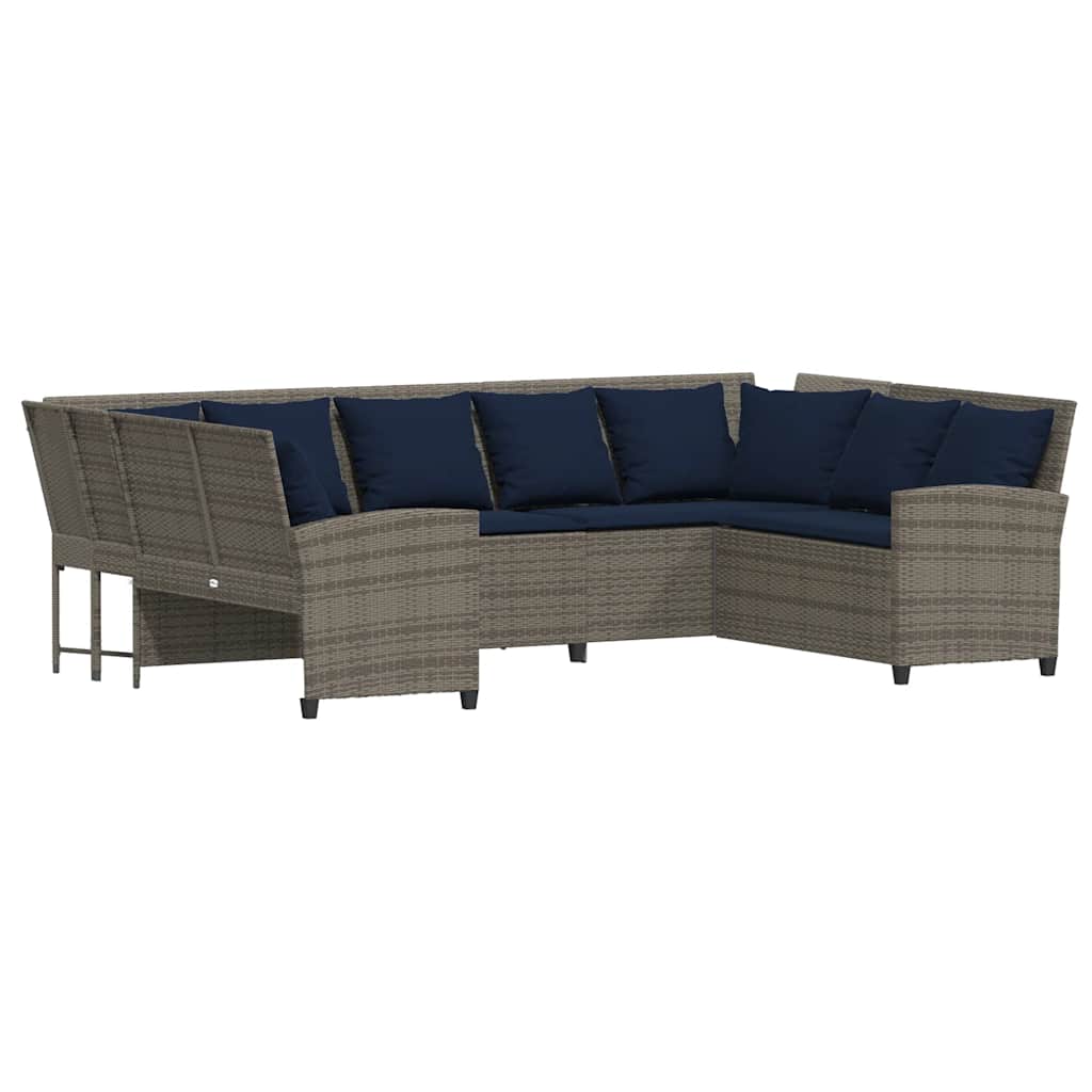 havesofa med hynder polyrattan grå