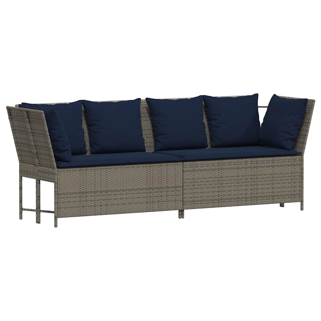 havesofa med hynder polyrattan grå