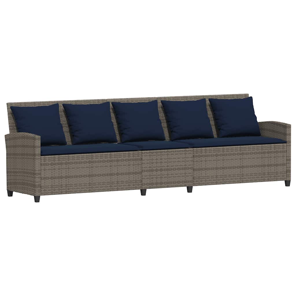 havesofa med hynder polyrattan grå