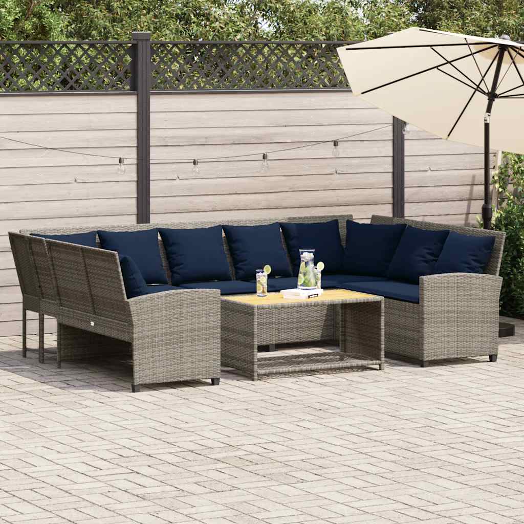 havesofa med hynder polyrattan grå