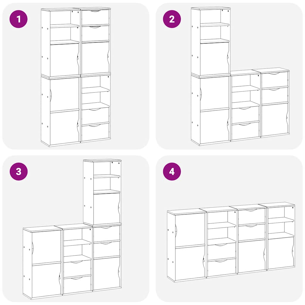 sidekabinetter 4 stk ODDA 40x24x79 cm massivt fyrretræ