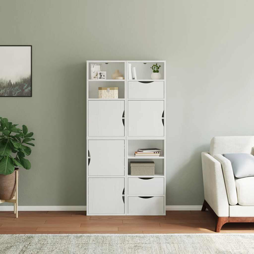 sidekabinetter 4 stk ODDA 40x24x79 cm massivt fyrretræ hvid