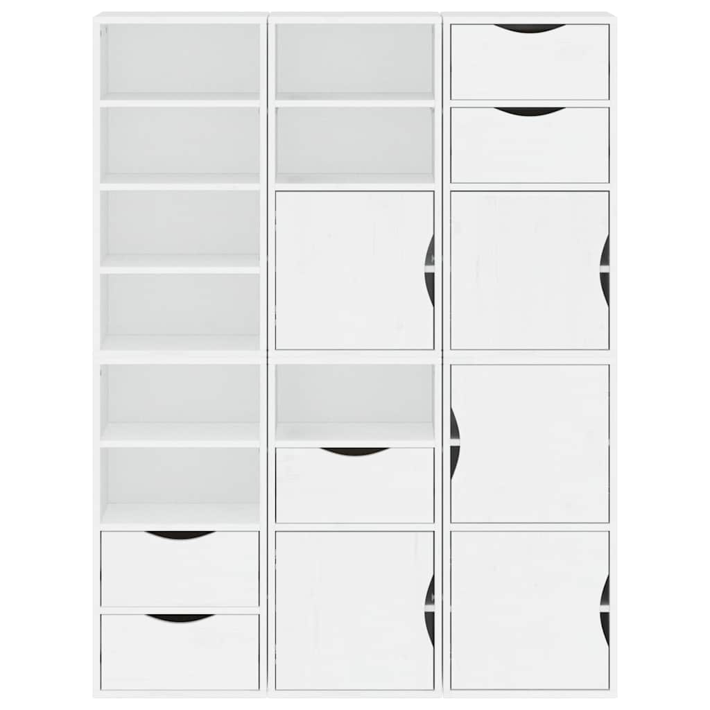 sidekabinetter 6 stk ODDA 40x24x79 cm massivt fyrretræ hvid