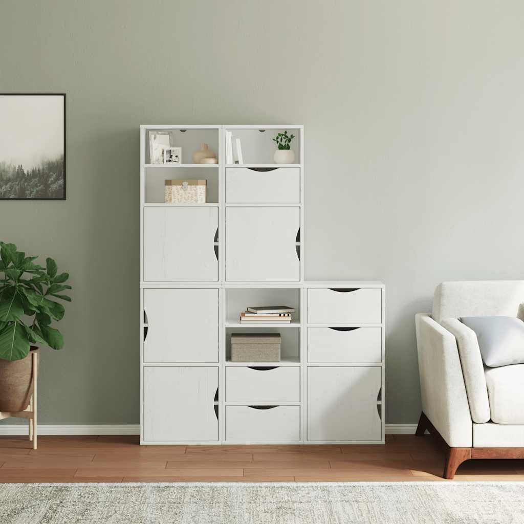 sidekabinetter 5 stk ODDA 40x24x79 cm massivt fyrretræ hvid
