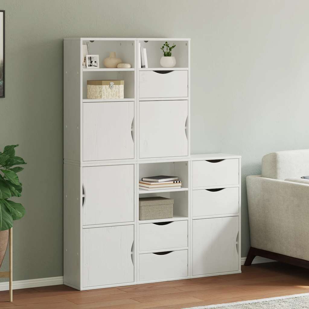 sidekabinetter 5 stk ODDA 40x24x79 cm massivt fyrretræ hvid