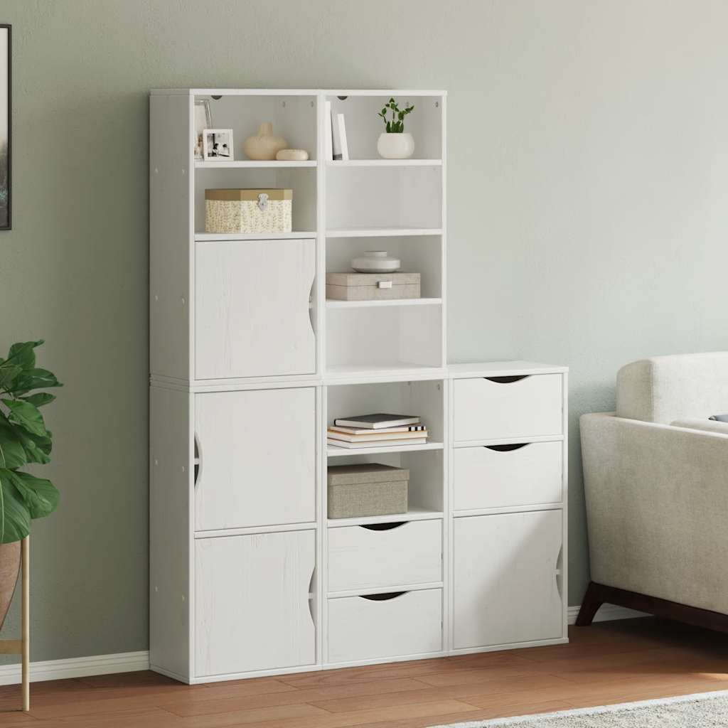 sidekabinetter 5 stk ODDA 40x24x79 cm massivt fyrretræ hvid