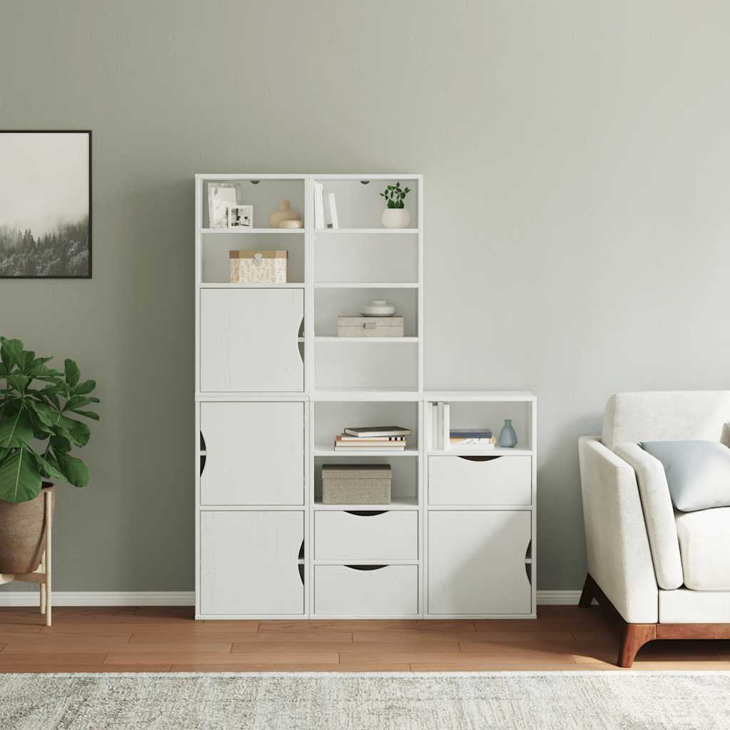 sidekabinetter 5 stk ODDA 40x24x79 cm massivt fyrretræ hvid