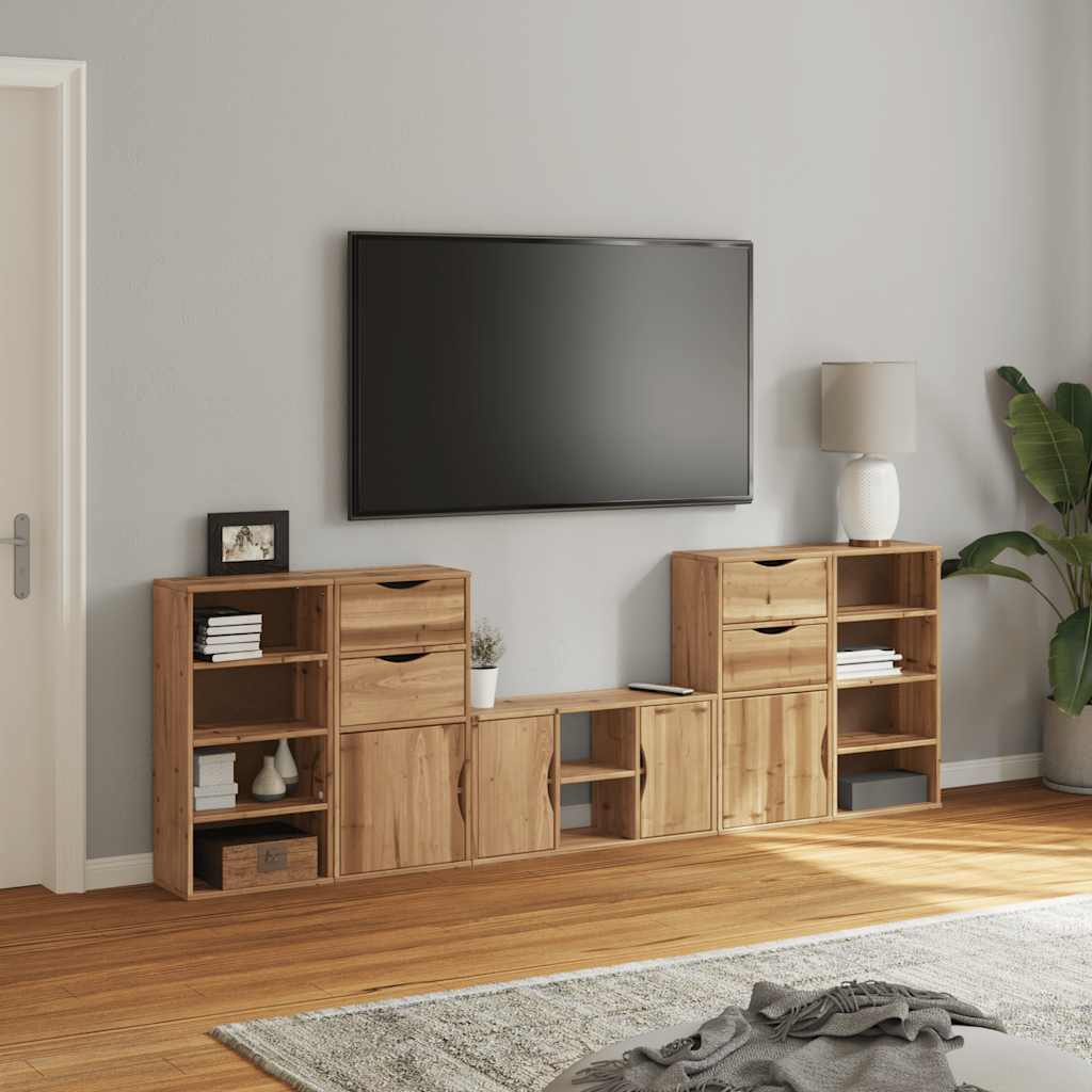 TV-skabe 5 stk med opbevaring ODDA massivt fyrretræ