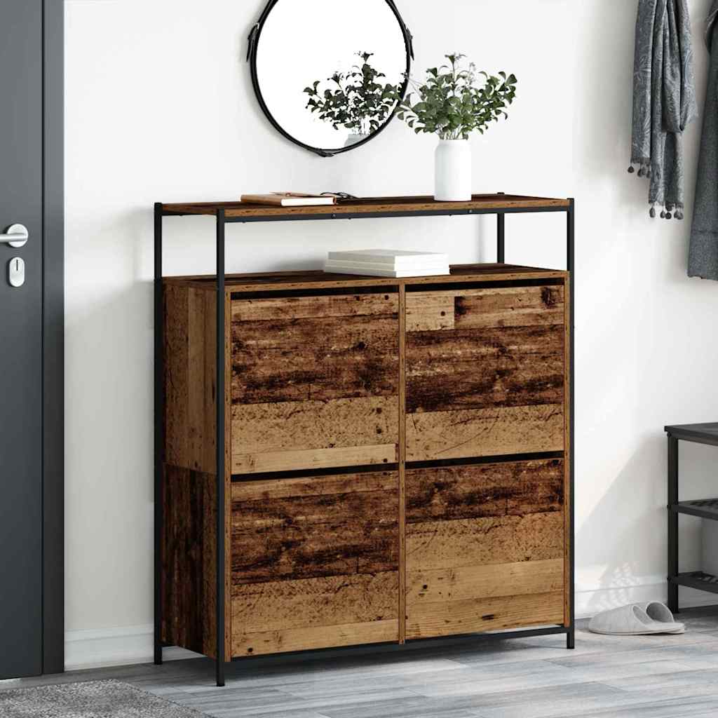 Sko skab med dør Gammelt træ 100 x 34 x 112 cm Konstrueret træ