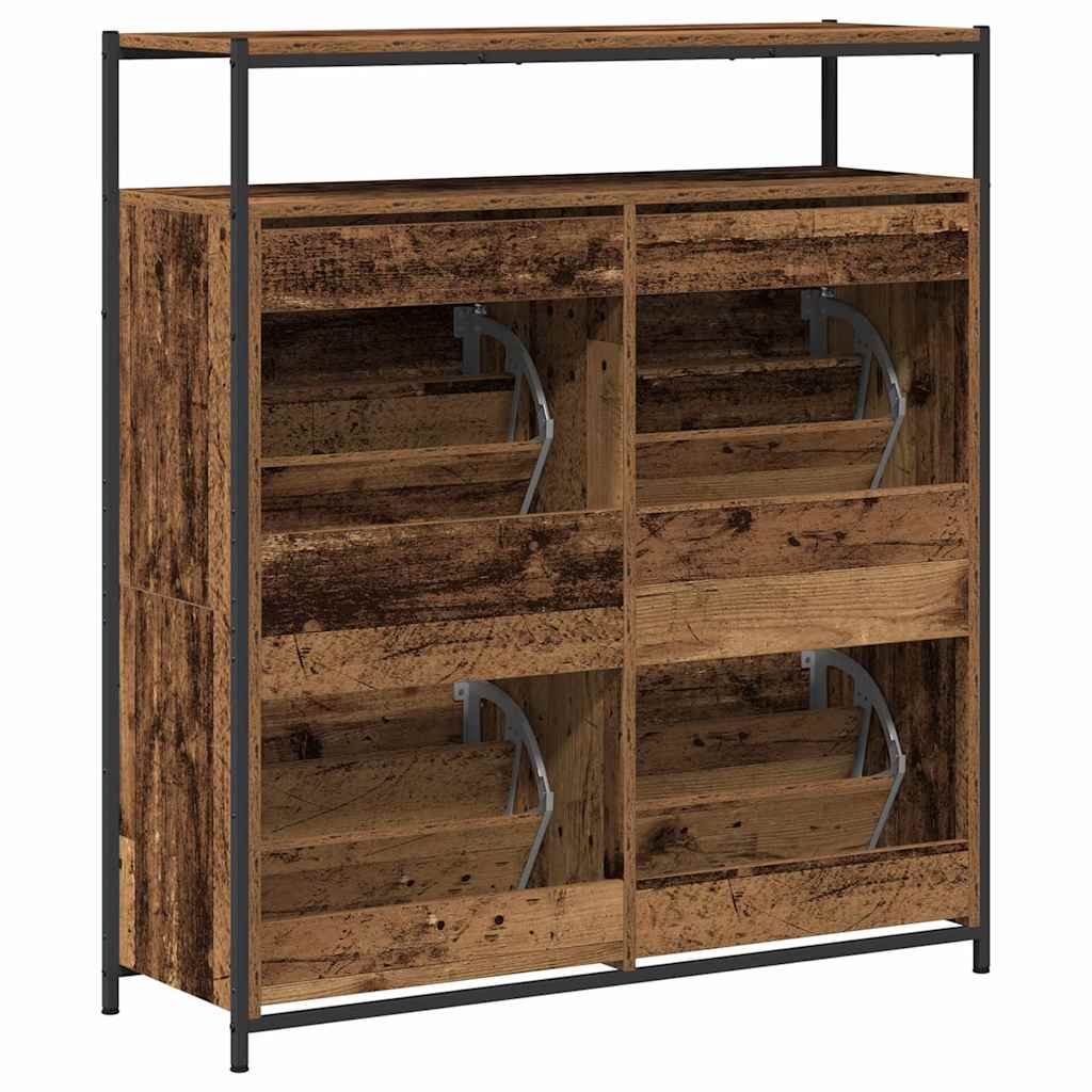 Sko skab med dør Gammelt træ 100 x 34 x 112 cm Konstrueret træ