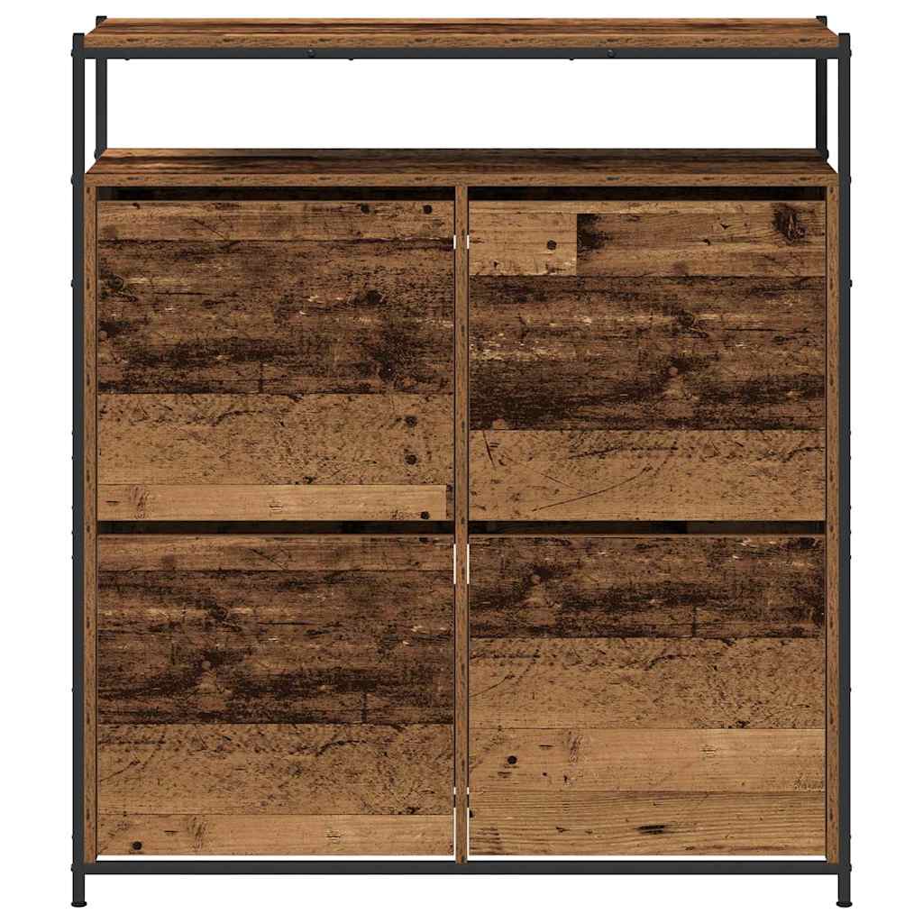 Sko skab med dør Gammelt træ 100 x 34 x 112 cm Konstrueret træ