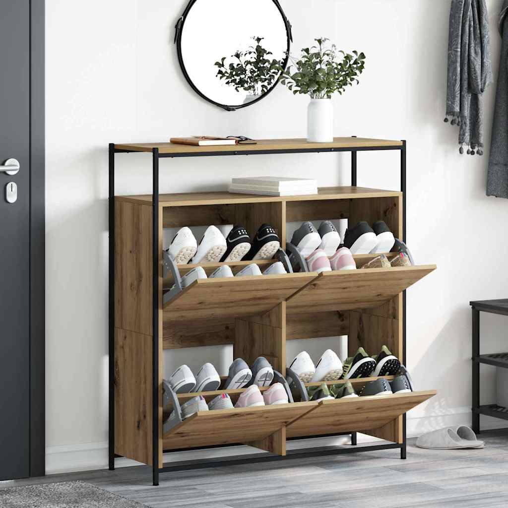 Sko skab 100 x 34 x 112 cm Konstrueret træ Artisan Egetræ