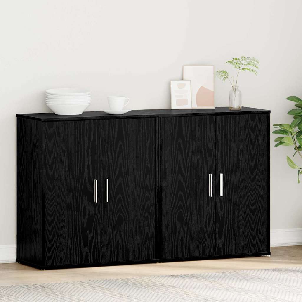 Sideboard 2 pcs Sort eg 60 x 31 x 70 cm Konstrueret træ