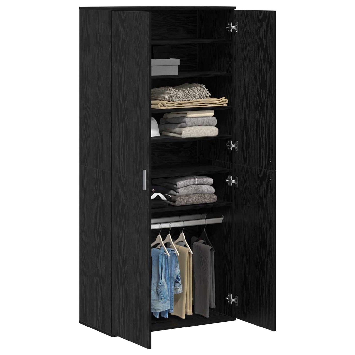 Højskab med hylde Sort eg 80 x 39 x 178 cm Konstrueret træ