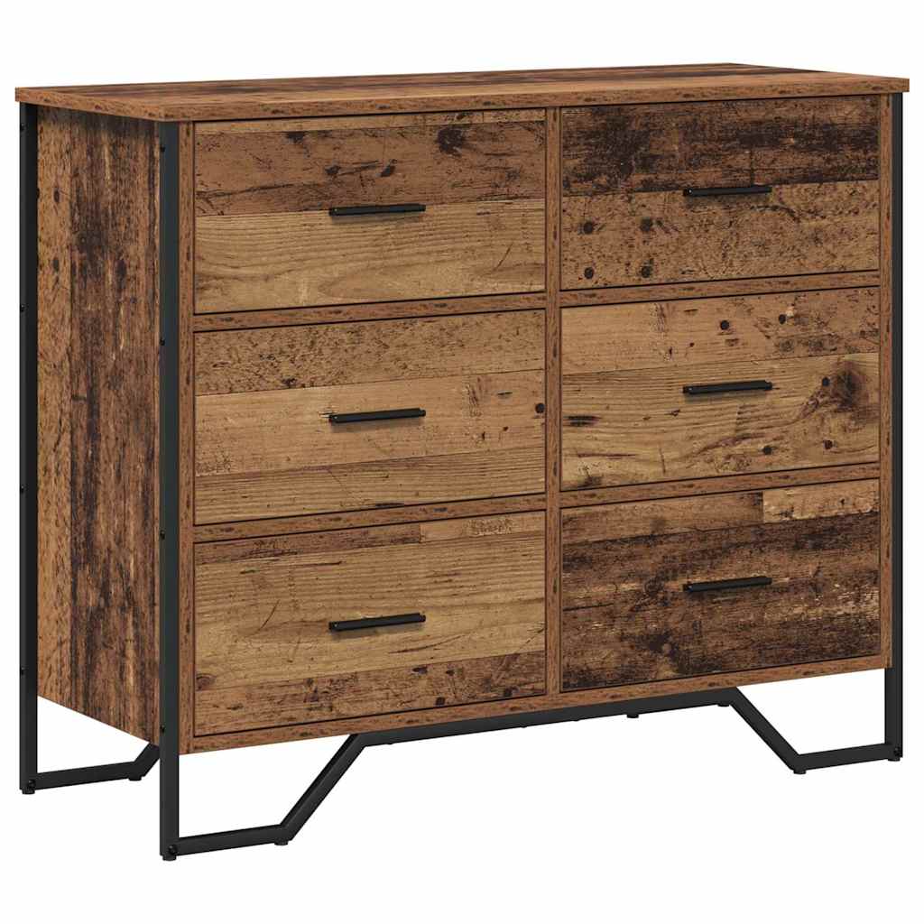 Skuffeskab med skuffe 2 pcs Gammelt træ 91 x 35,5 x 74,5 cm