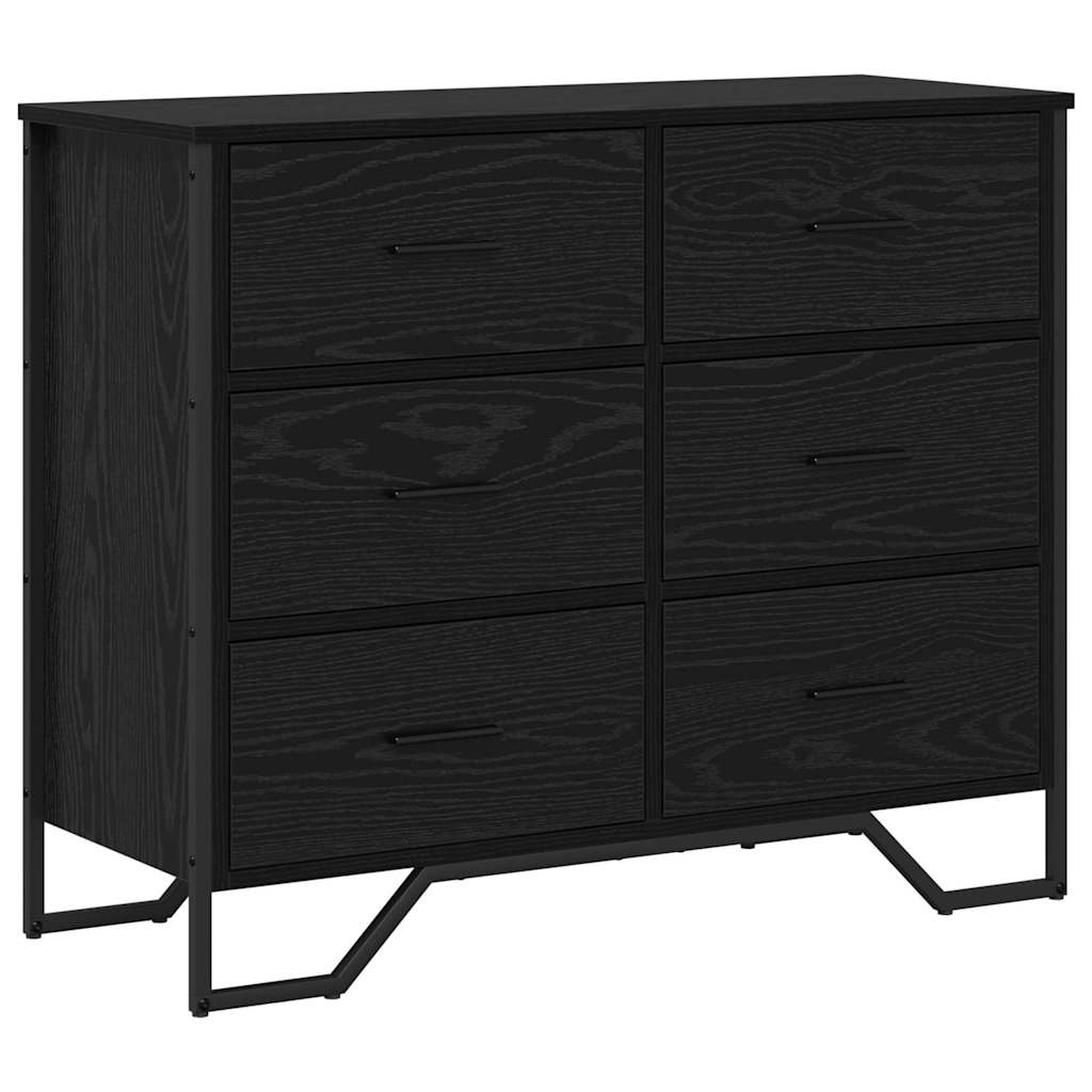 Skuffeskab med skuffe 2 pcs Sort eg 91 x 35,5 x 74,5 cm