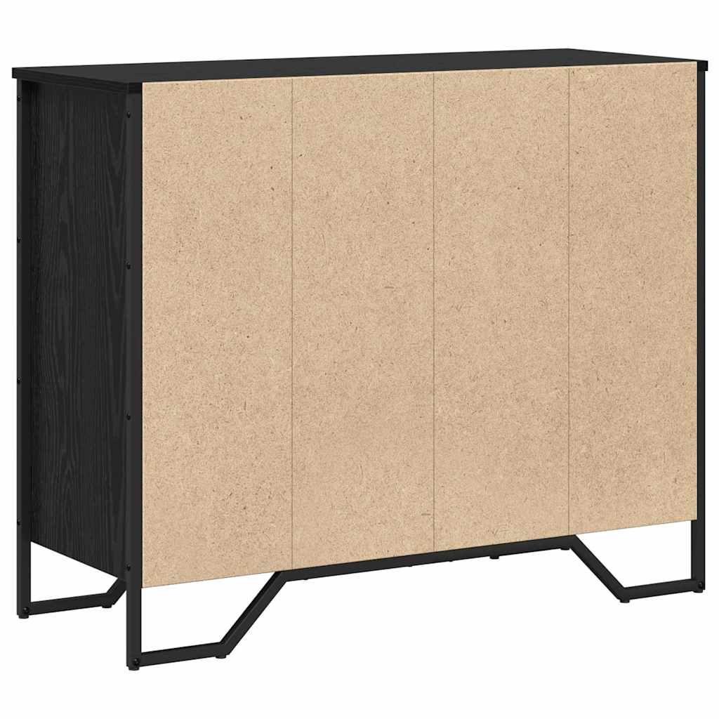 Skuffeskab med skuffe 2 pcs Sort eg 91 x 35,5 x 74,5 cm
