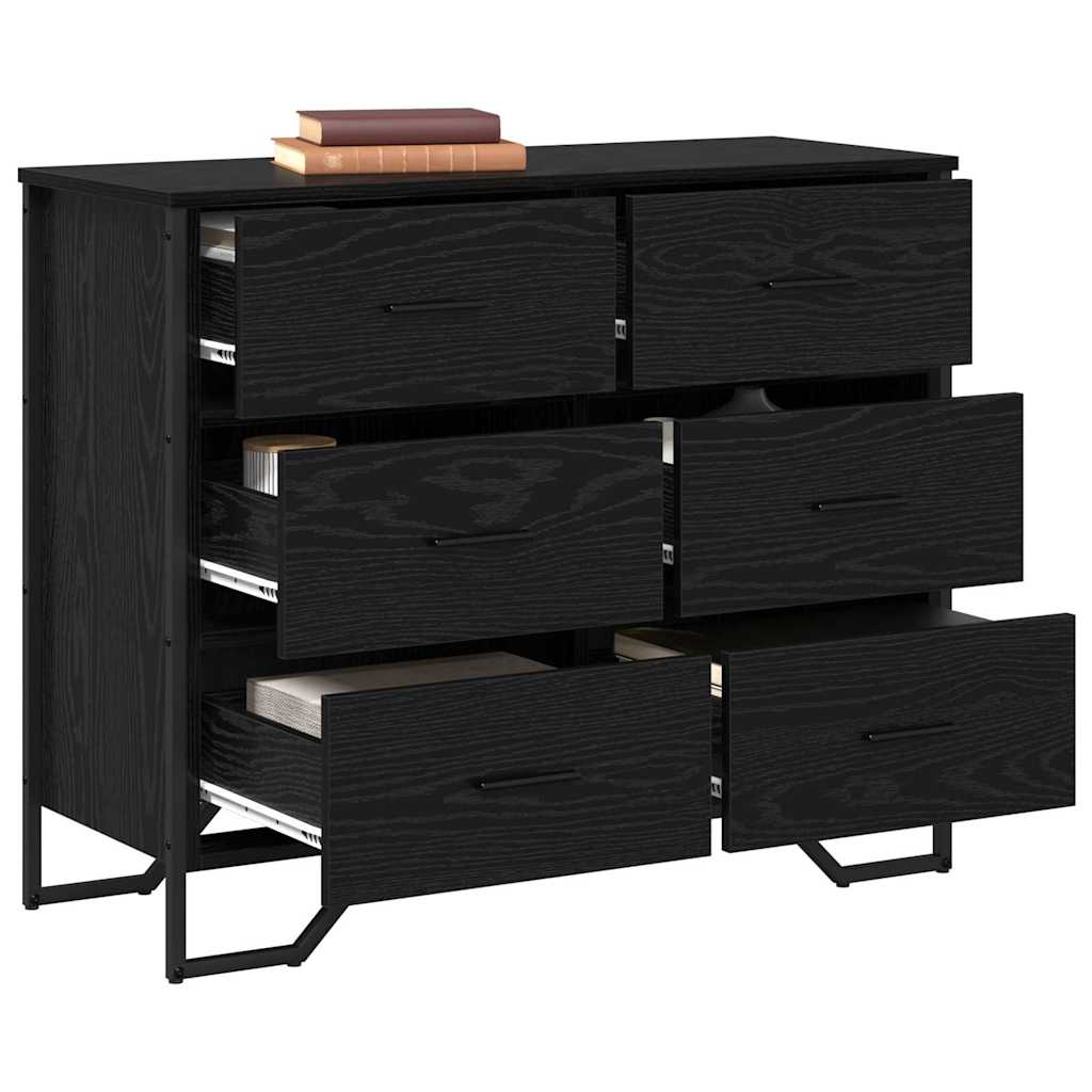 Skuffeskab med skuffe 2 pcs Sort eg 91 x 35,5 x 74,5 cm