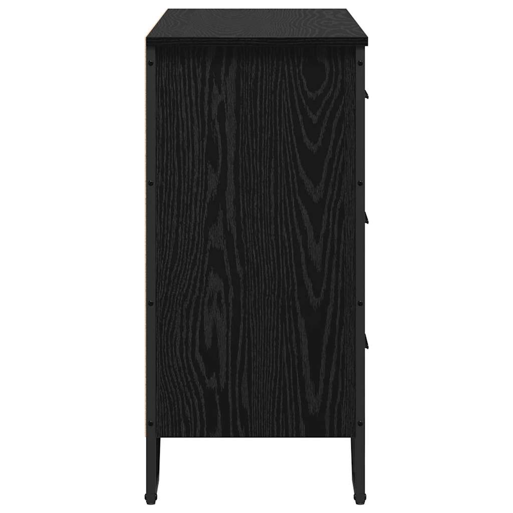 Skuffeskab med skuffe 2 pcs Sort eg 91 x 35,5 x 74,5 cm