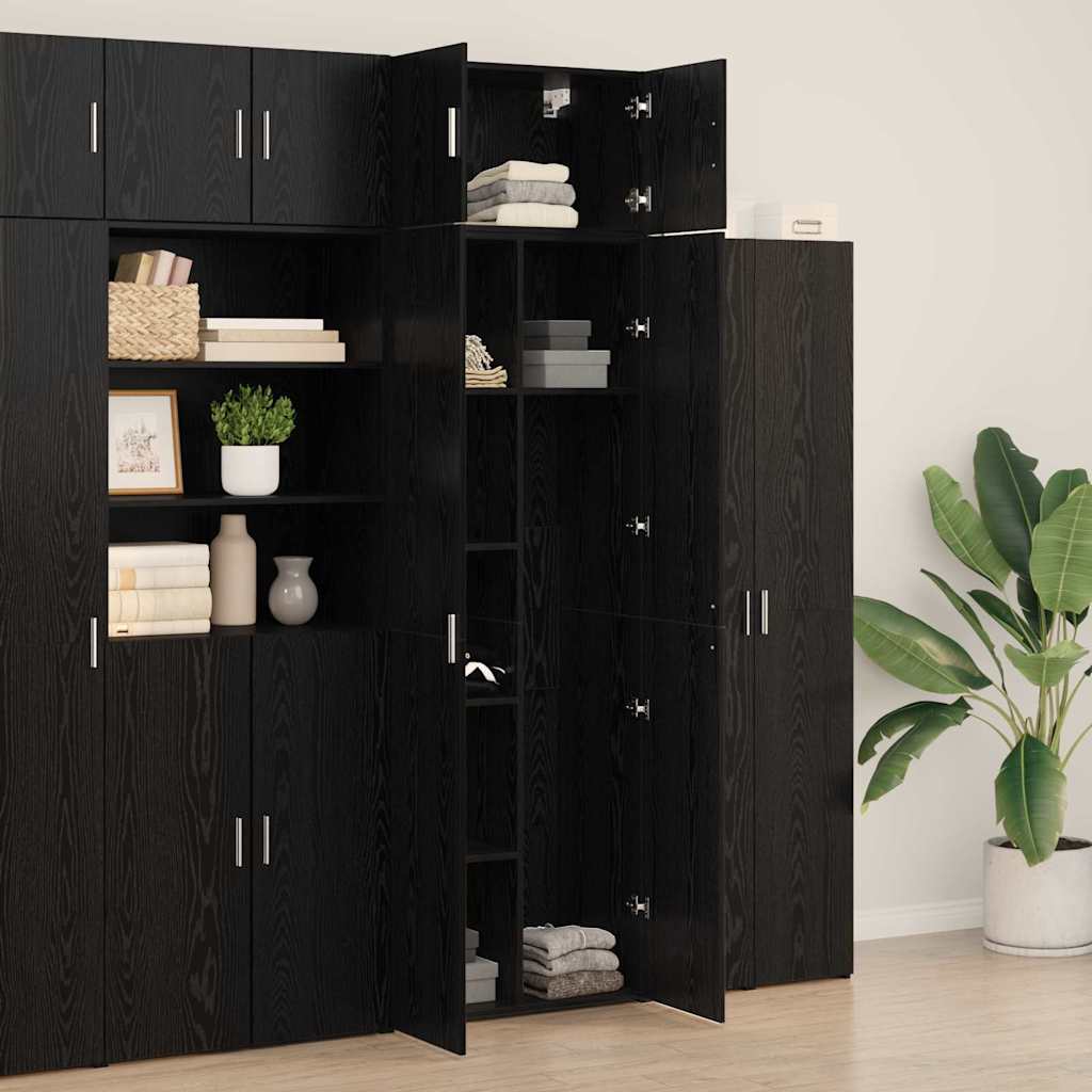 Opbevaringsskab 2 pcs Sort eg 70 x 42,5 x 185 cm