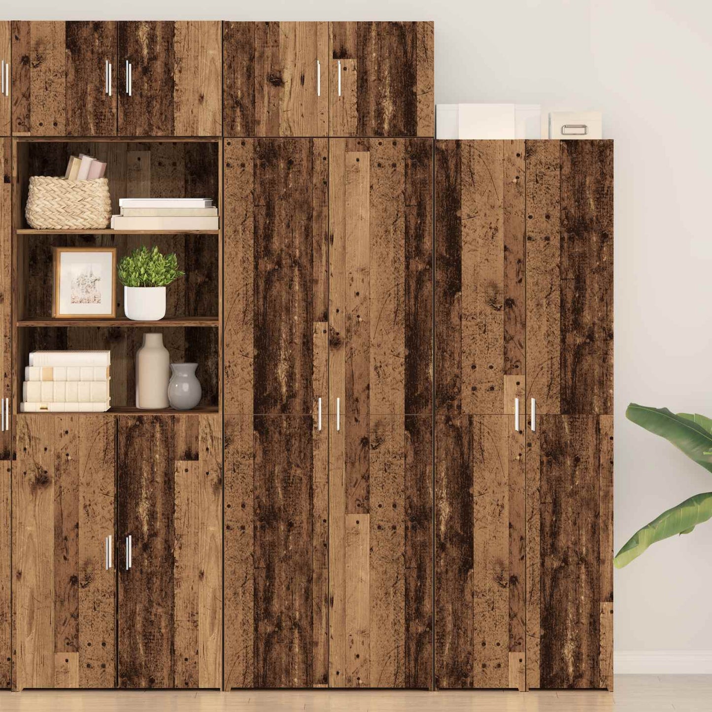 Opbevaringsskab 2 pcs Gammelt træ 70 x 42,5 x 225 cm