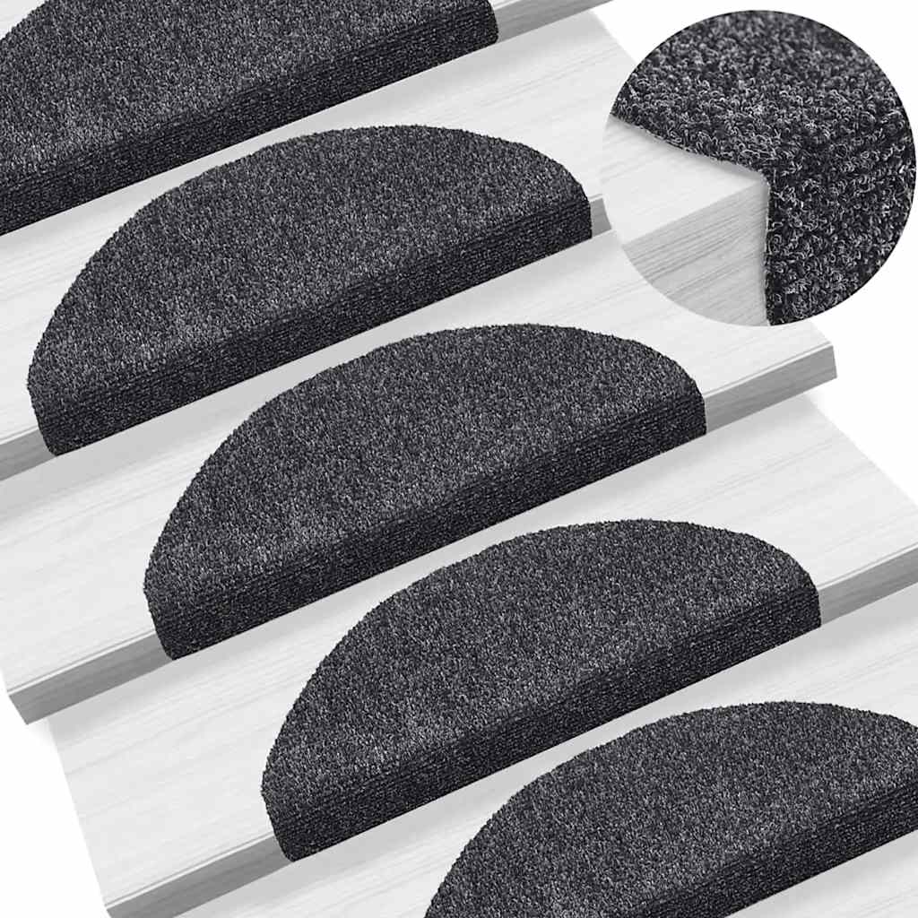 trappemåtter selvklæbende 20 stk. 65x21x4 cm mørkegrå halvrunde store