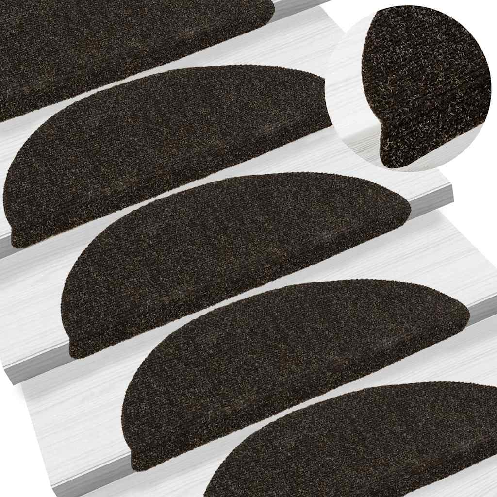 trappemåtter selvklæbende 20 stk. 56x17x3 cm mørkebrune halvrunde