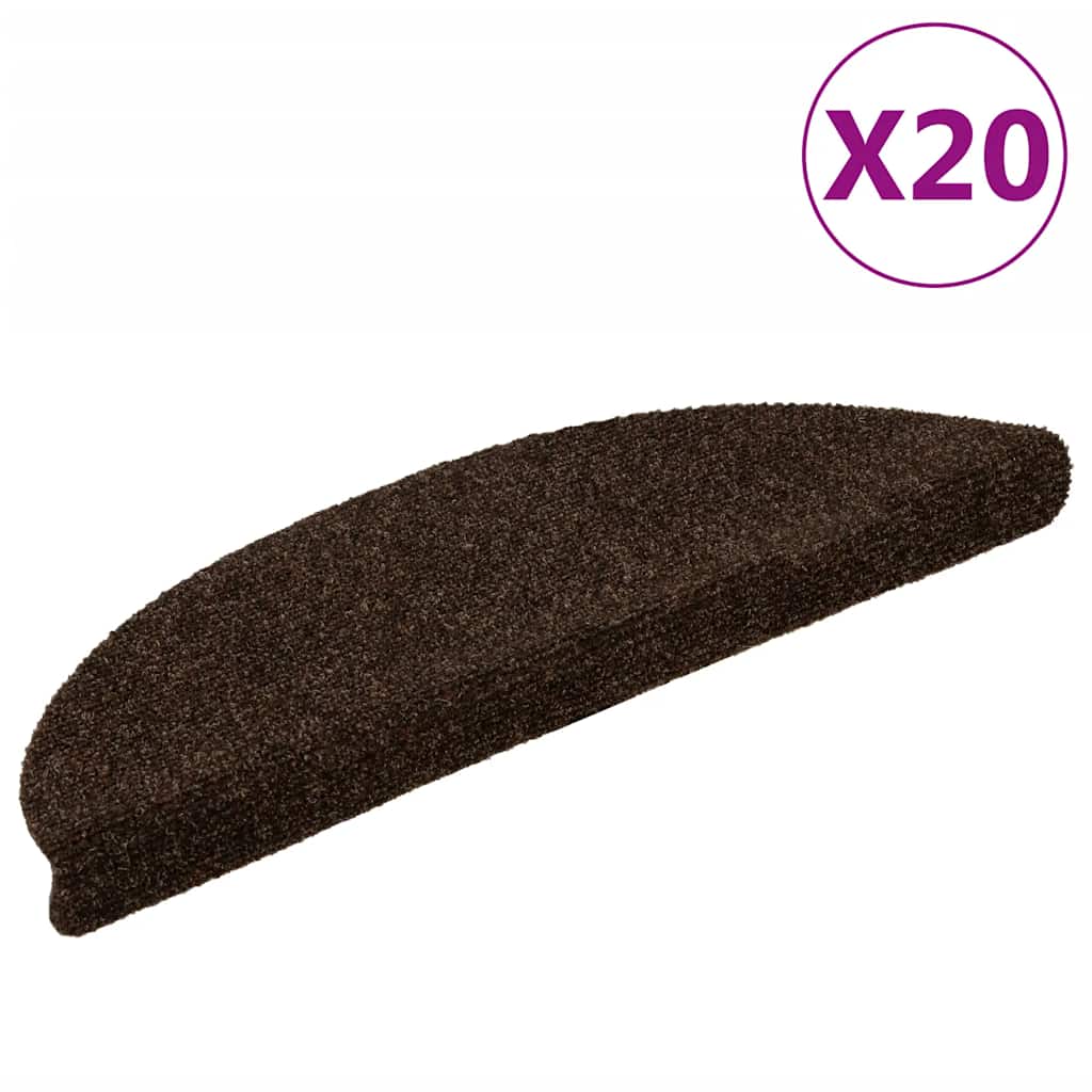 trappemåtter selvklæbende 20 stk. 56x17x3 cm brune halvrunde
