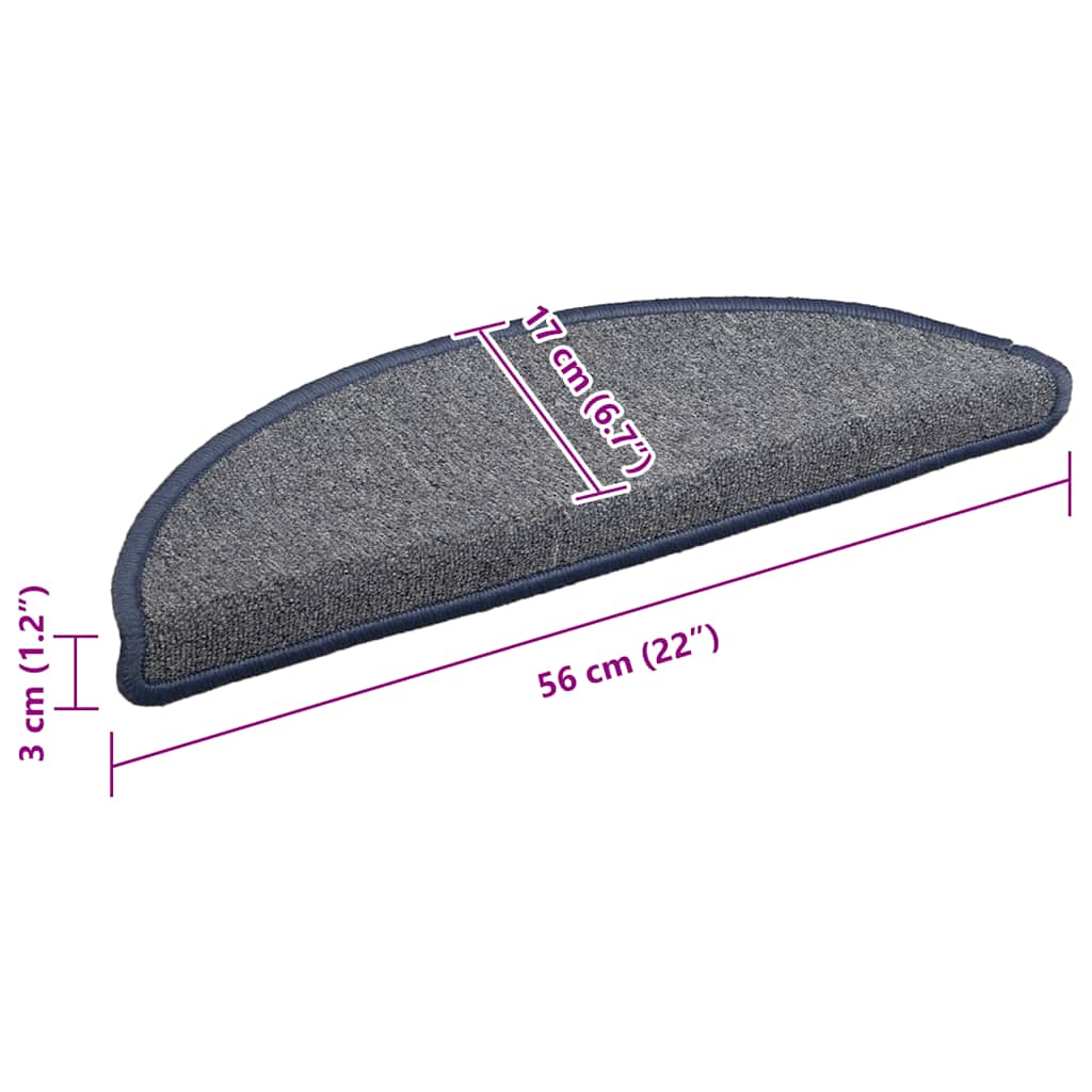 trappemåtter 30 stk. 56x17x3 cm lysegrå og blå halvrunde