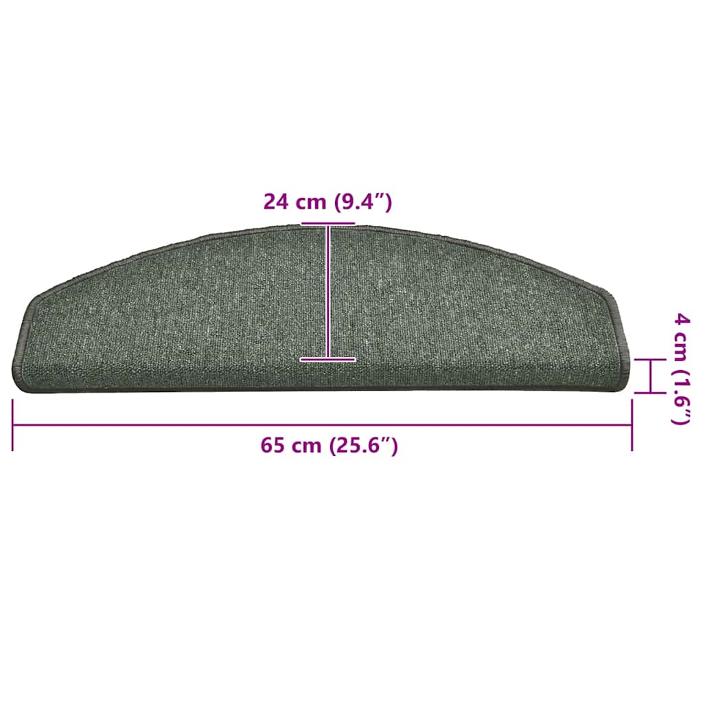 trappemåtter 30 stk. 65 x 24 x 4 cm mørkegrønne halvrunde store