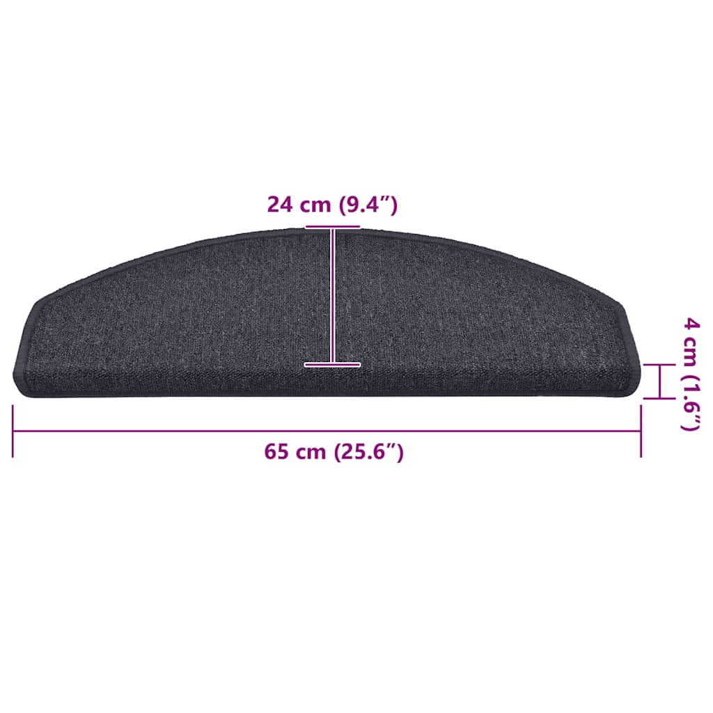 trappemåtter 30 stk. 65 x 24 x 4 cm mørkegrå og blå halvrunde store